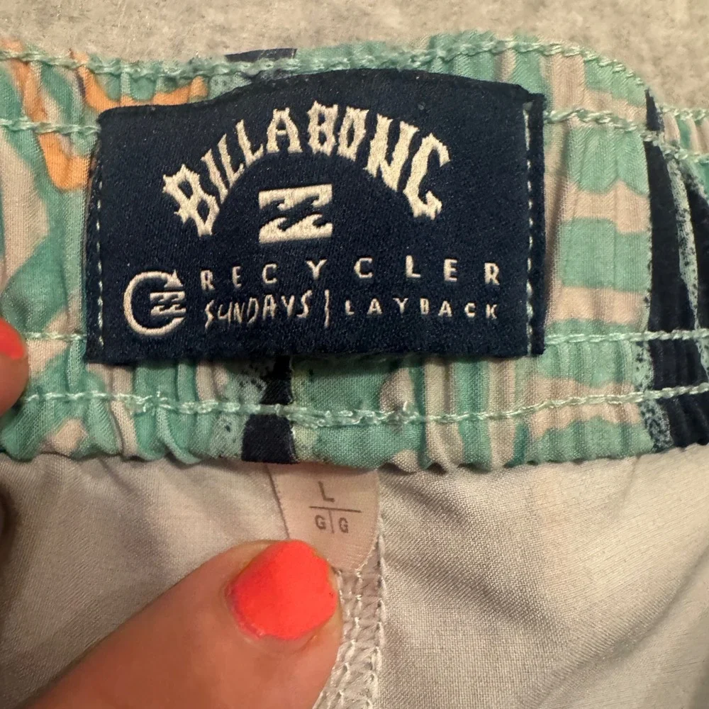 Billabong Boys Teal Tropical Floral Recycler Sundays Layback Board Shorts Size L
